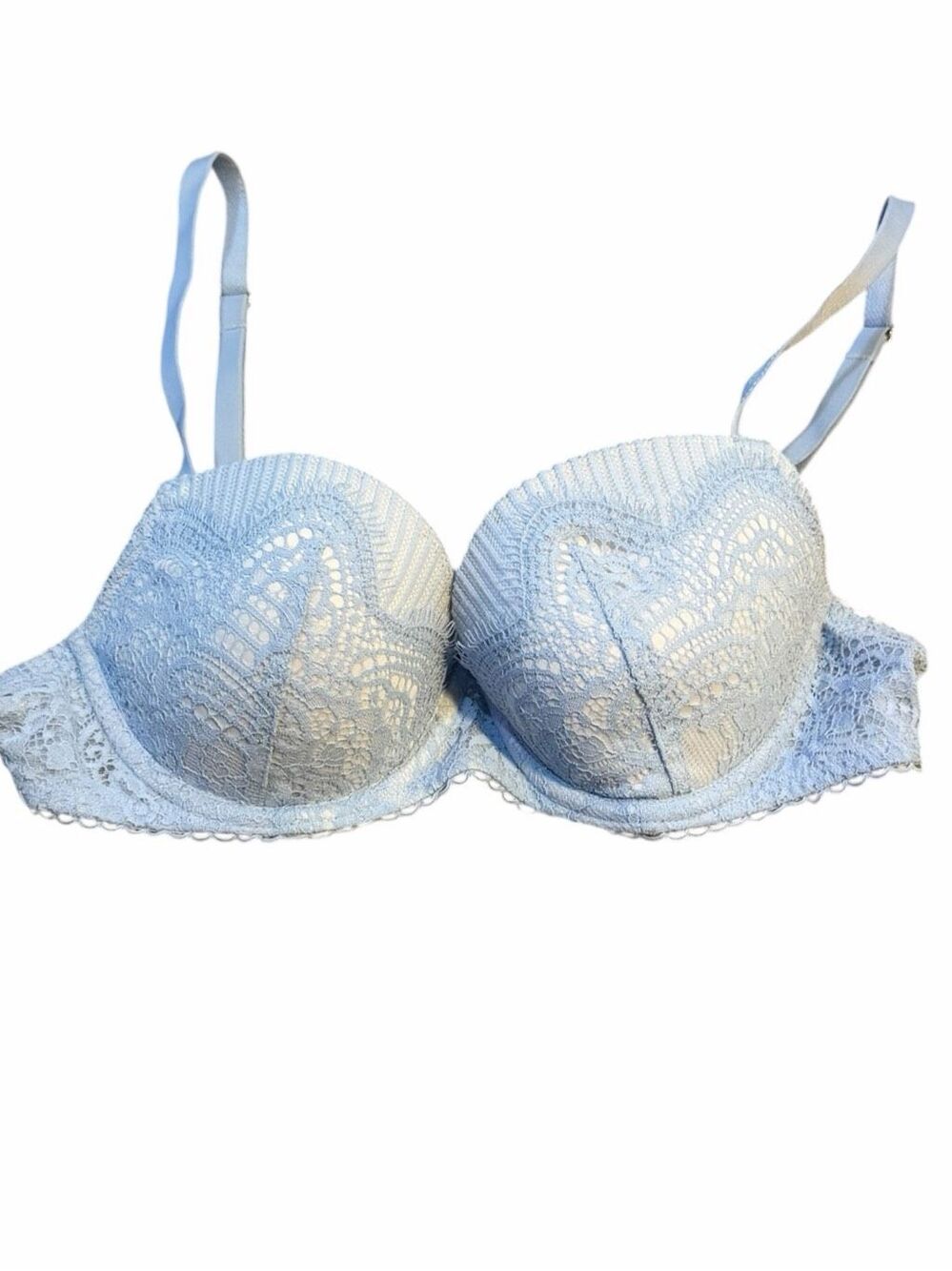 VICTORIA’S SECRET Dream Angels Lined Demi Bra Blue Lace Underwire 34B